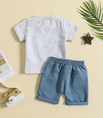 Children's Clothing Round Neck Letter Print Top Two-piece Set