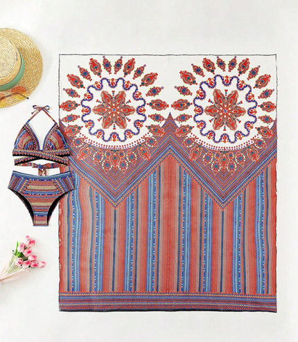 Cross-border Arrival Three-piece Split Swimsuit High Waist Sexy Cutout Blouse