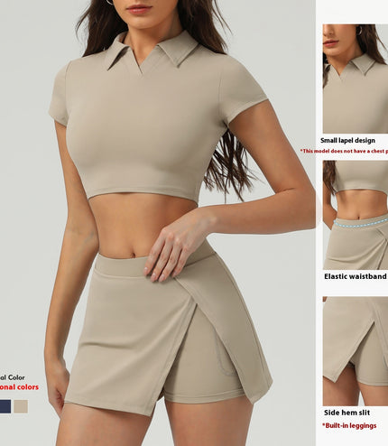 Short-sleeved Shirt Running Anti-emptied Pantskirt Two-piece Suit