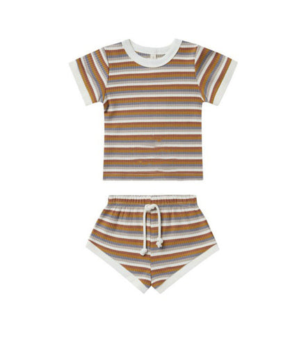 Children's Shorts Sunken Stripe Two-piece Set