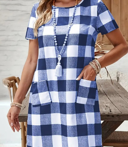 Elegant Plaid Midi Tent Dress