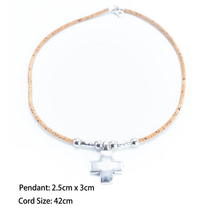Natural Cork Bead Necklace-4