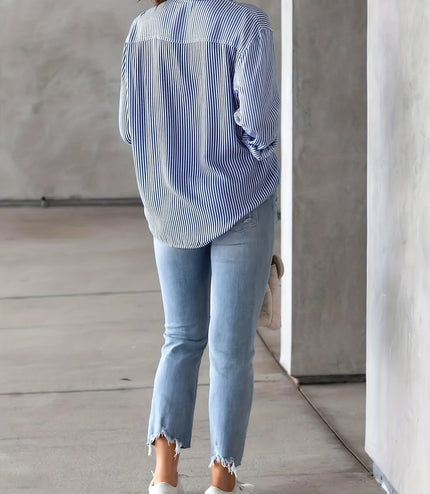 Classic Striped Casual, Business, Versatile Four Seasons Can Wear A Long-sleeved Shirt.