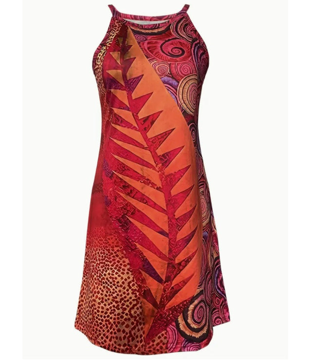 Red Floral Print Women's Long Skirt