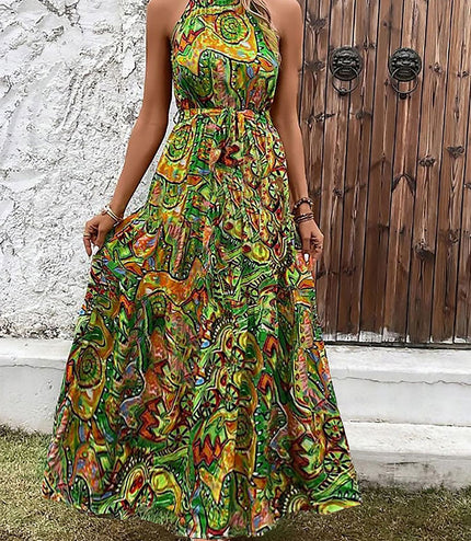 Bohemian Retro Halter Dress Women