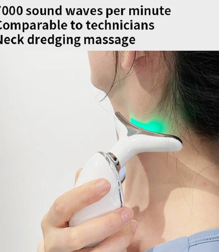 Neck Face Beauty Device Colorful LED Photon Therapy Skin Tighten Reduce Double Chin Anti Wrinkle Remove Lifting Massager