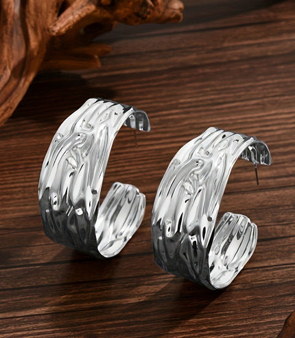 Exaggerated Metal Ring Texture Earrings