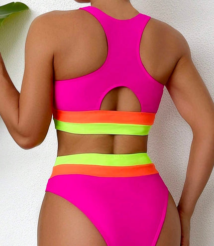 Women's Two-piece Casual Swimsuit P221 Rose Red