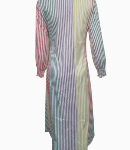 Color Block Striped Shirt Dress