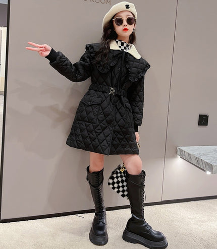 Large Lapel Warm Padded Jacket With Fleece Thick Coat Waist