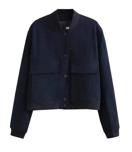 ASDS woman bomber jacket coat White autumn winter button baseball aviator cropped jackets for women long sleeve crop outerwear