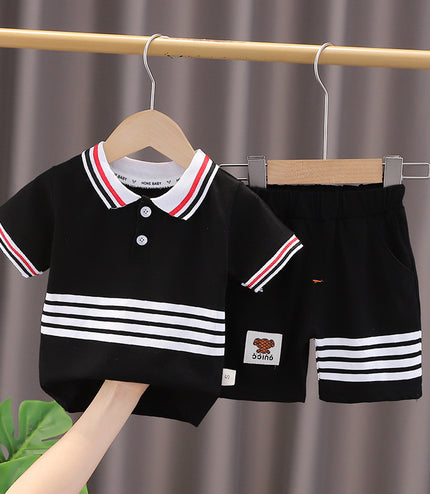 Western Style Boys' Summer Lapels Short Sleeve Two-piece Suit