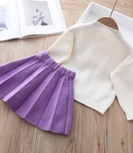Two-piece Baby Girl Mink Wool Sweater Dress