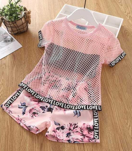Summer Children Clothes Big Bow T-Shirt Shorts Clothing Set