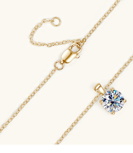 Classic Four-claw Diamond Necklace High-grade 925 Silver Plating 18K Gold Pendant
