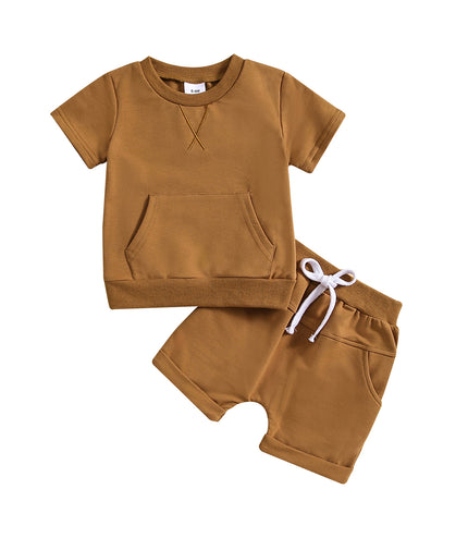 Boys And Girls Alphabet Embroidery Two-piece Suit