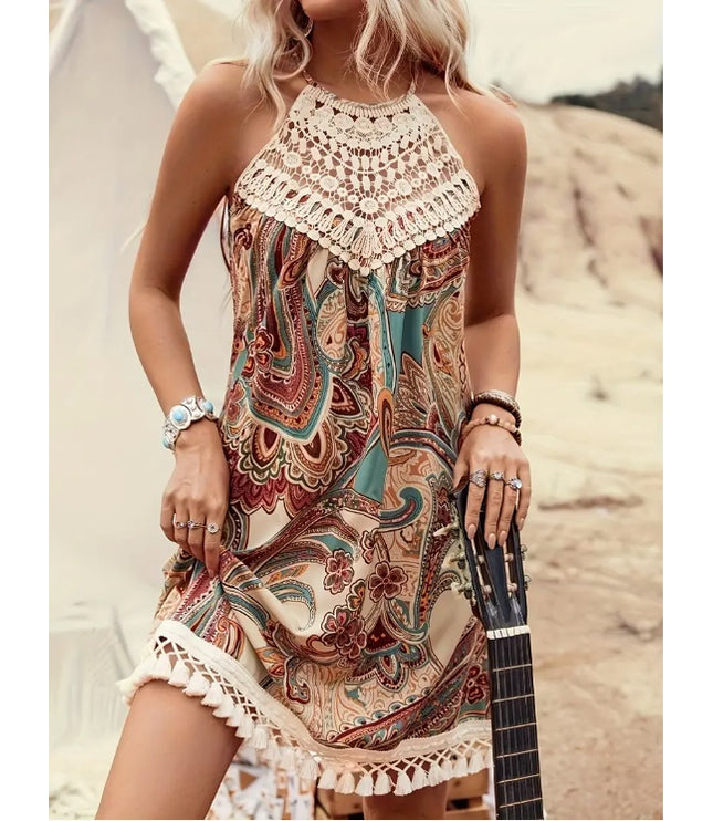 Elegant Women's Paisley Print Dress