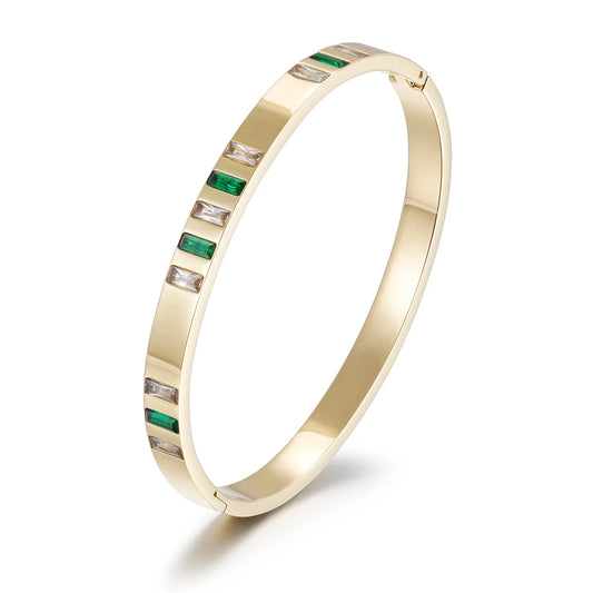 Emerald Green Stone Bangle Bracelet